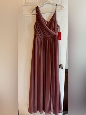 Vow’d NWT Dusty Rose Asymmetrical Bridesmaid Maxi Dress 8